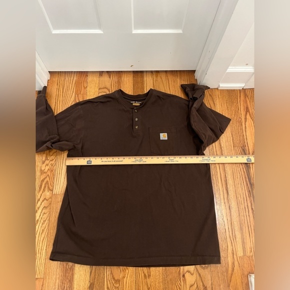 Carhartt Mens Shirt Long Sleeves Size XL Brown Round Neck - Picture 4 of 6
